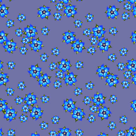 Seamless pattern of berries, flowers . Hand drawn floral ornament. Design for textile, paper, packaging, bedding from colorful doodle elements in folk style.のイラスト素材