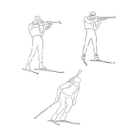 Biathlon silhouette set. Vector stock illustration for designのイラスト素材