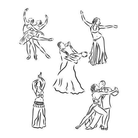 Vector illustration of ballroom dancing couplesのイラスト素材