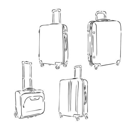 Sketch set of suitcases suitcase, vector sketch illustrationのイラスト素材