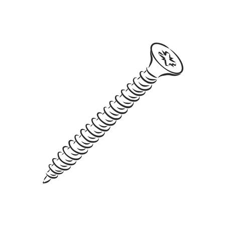 screws, nails isolated on a white background. Vector illustrationのイラスト素材