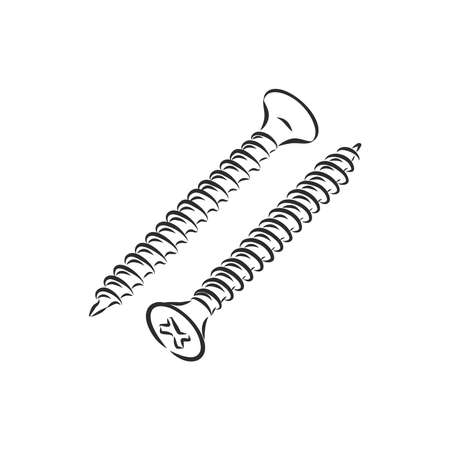screws, nails isolated on a white background. Vector illustrationのイラスト素材
