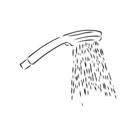 Hand-drawn sketch of shower head on a white background. Bathroom appliances. Bathroom equipmentのイラスト素材