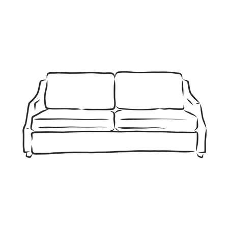 Sofa outline icon. Couch silhouette. Furniture for living room. Vector illustration.のイラスト素材