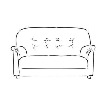 Sofa outline icon. Couch silhouette. Furniture for living room. Vector illustration.のイラスト素材