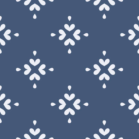 Indigo blue hand drawn seamless pattern