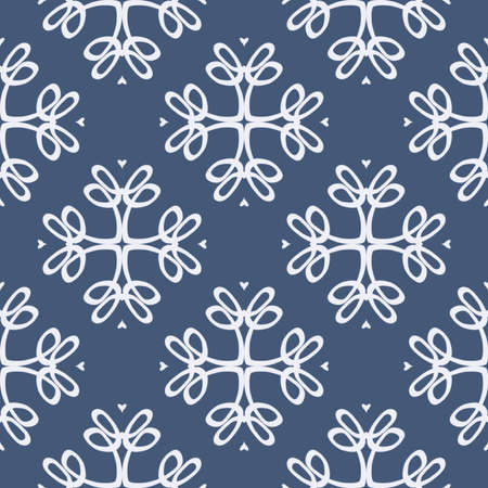 Indigo blue hand drawn seamless patternの写真素材