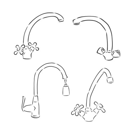 Vector Single Sketch Kitchen Faucetのイラスト素材