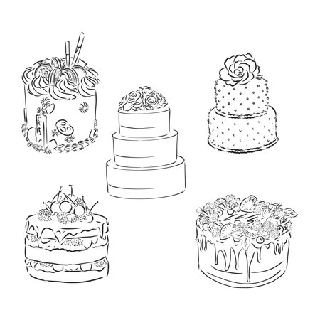 Vector collection of cakes images and artsのイラスト素材