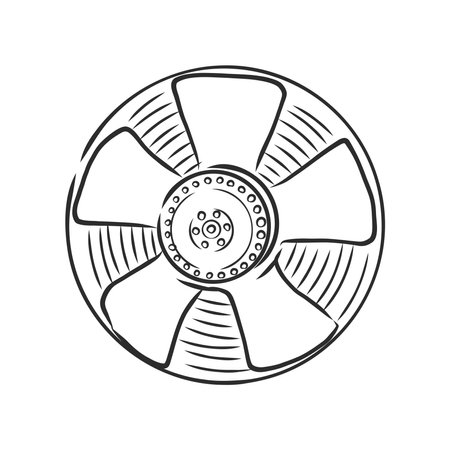 electrical fan is working vector cartoon, illustration isolated on white background.のイラスト素材