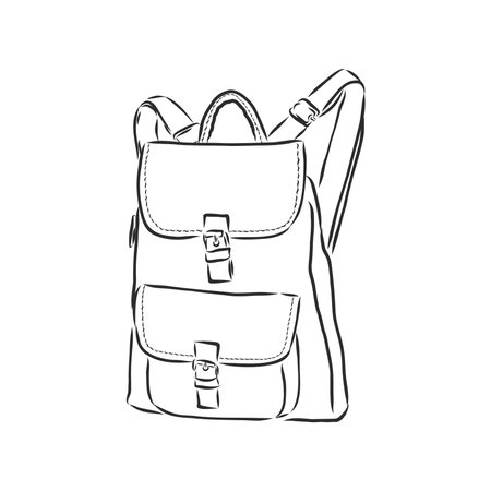 vector sketch illustration - hipster backpack. backpack vector sketch illustrationのイラスト素材
