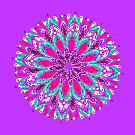 Round ornament design, ethnic mandala. Vector illustration.round folk pattern vector sketch illustrationのイラスト素材