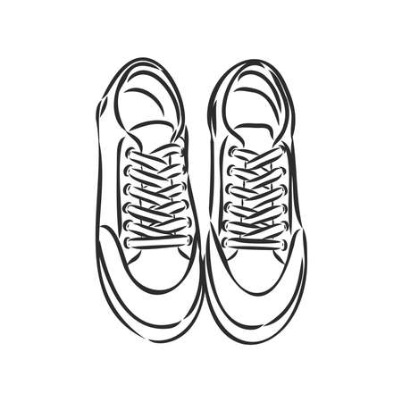Sneakers. Vector hand drawn illustration. Sketch style. isolated on white. sneakers, vector sketch on a white backgroundのイラスト素材
