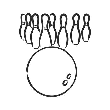 Bowling skittles and ball sketch vector illustrationのイラスト素材