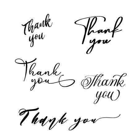 THANK YOU hand lettering custom handmade calligraphy, vector thank you inscription signのイラスト素材