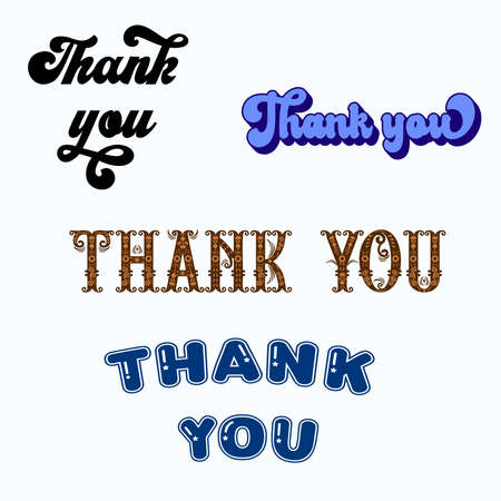 THANK YOU hand lettering custom handmade calligraphy, vector thank you inscription signのイラスト素材