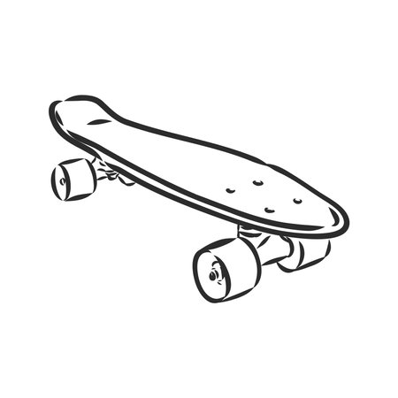 Hand Drawn Skateboard skateboard longboard vector sketchのイラスト素材