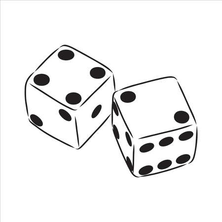 Sketch two dices game dice vector sketchのイラスト素材