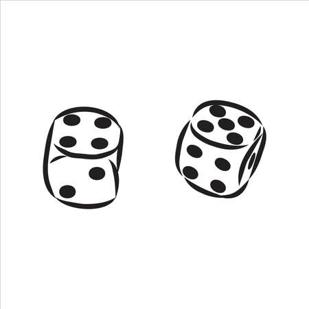 Sketch two dices game dice vector sketchのイラスト素材