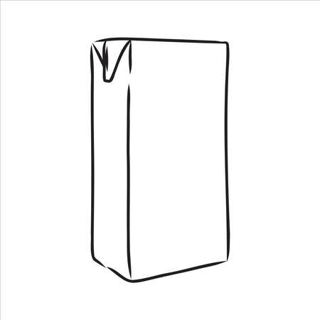 milk container or box packaging. vector hand drawn sketch illustrationのイラスト素材