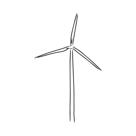 Wind power plant. Hand drawn vector illustration.のイラスト素材