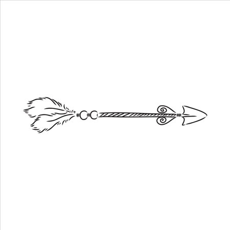 Vector illustration with tribal frame with ethnic arrows and feathers. American indian motifs. Boho style.のイラスト素材