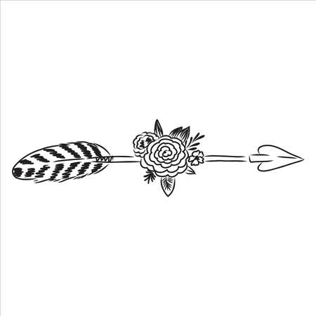 Ethnic arrows, feathers. Boho style. boho arrow vectorのイラスト素材