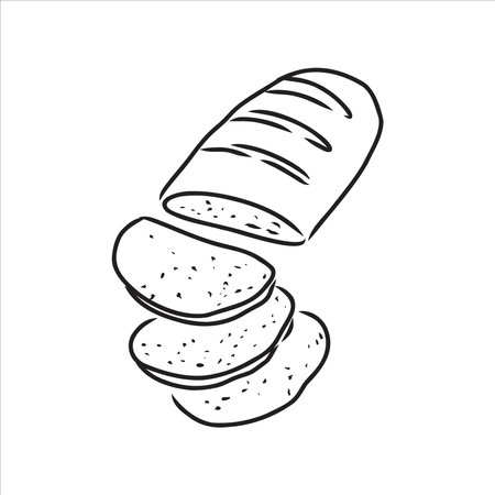Loaf of bread. Vector black hand drawn vintage engraving illustration for poster, label and menu bakery shop. Isolated on the white background.のイラスト素材