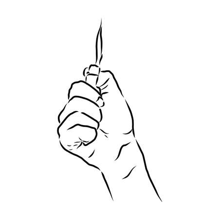Cigarette lighter vector template isolated on a grey background. Outline technical sketch of accessories.のイラスト素材