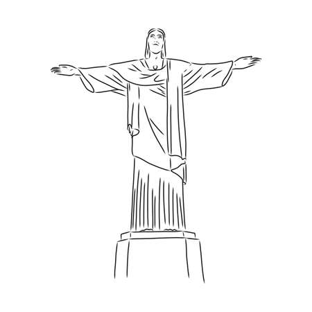 Christ the redeemer - detailed vector illustration statue of christ in Rio de janeiro vectorのイラスト素材