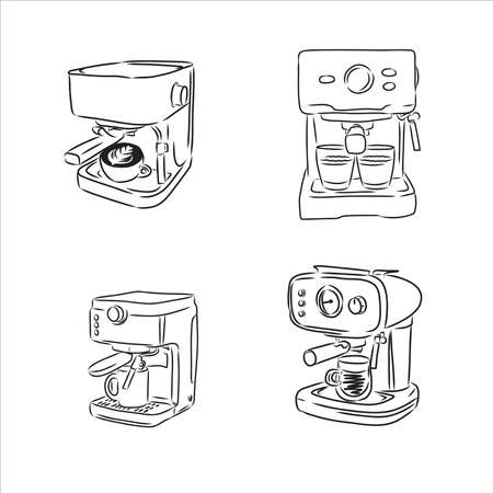 Set coffee making equipment coffee maker vectorのイラスト素材