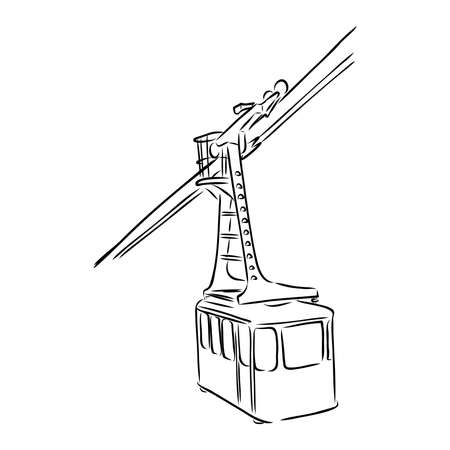 Cable car graphic mountain black white landscape sketch illustration vectorのイラスト素材