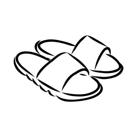 slates flip flops shoes accessories vector illustration hand-drawn doodle sketch separately on a white background sea ocean travel vacation holidays abstraction stylization summerのイラスト素材