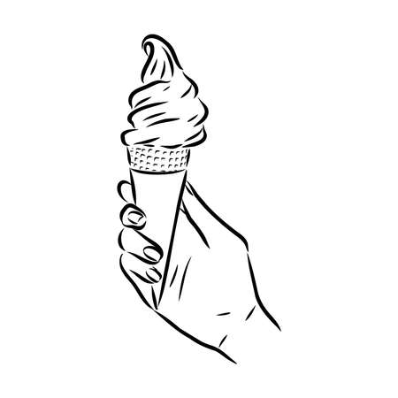 ice cream cone doodle ice cream vectorのイラスト素材