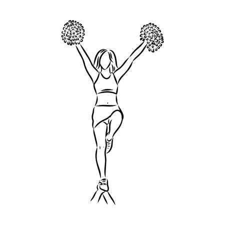 Cheerleader sketch cheerleading vector sketch llustration girlのイラスト素材