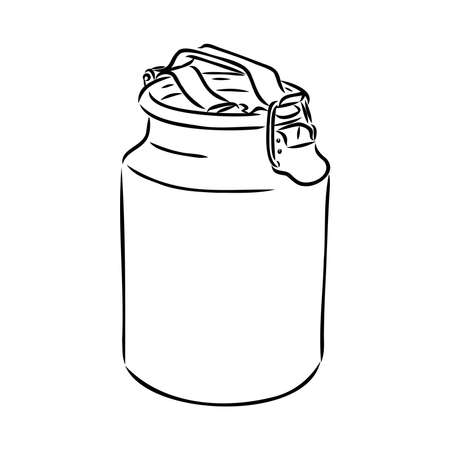 Milk can illustration, drawing, engraving, ink, line art, vectorのイラスト素材