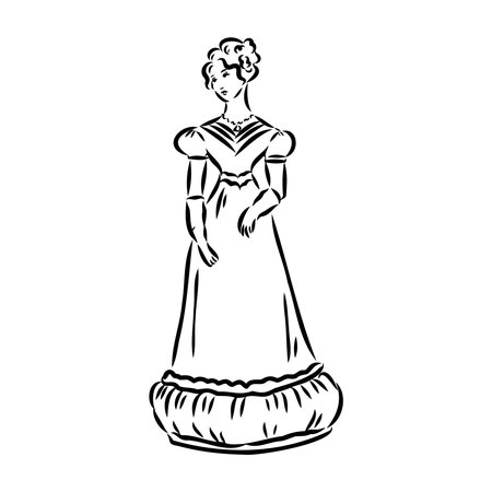 vintage illustration with beautiful fashion girl retro fashion vectorのイラスト素材