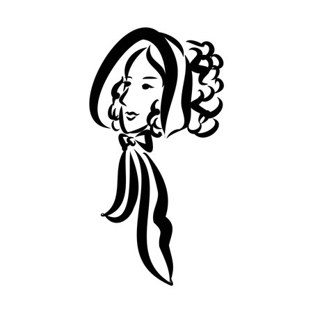 vintage illustration with beautiful fashion girl retro fashion vectorのイラスト素材