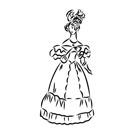 vintage illustration with beautiful fashion girl retro fashion vectorのイラスト素材