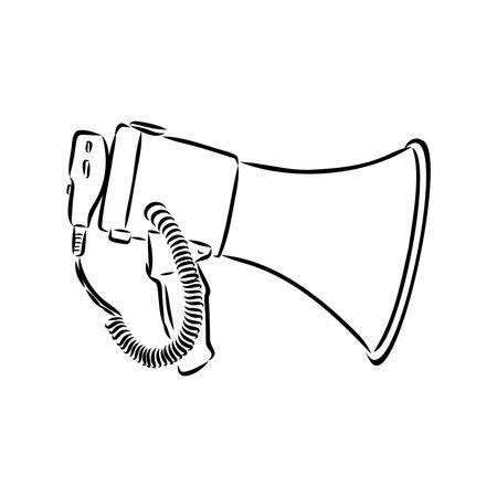 Megaphone, bullhorn sketch. Hand-drawn vintage vector illustrationのイラスト素材