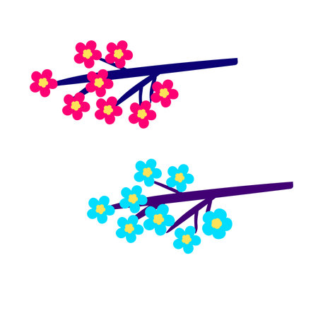 Colorful flower . Spring season. Flat style vector illustration. Isolated on white background.のイラスト素材