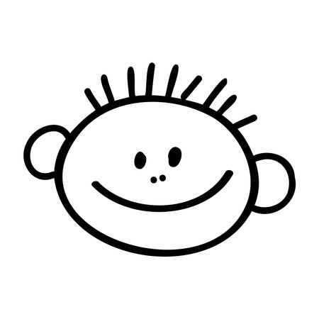 doodle kid, outline cartoon vector drawing child vectorのイラスト素材
