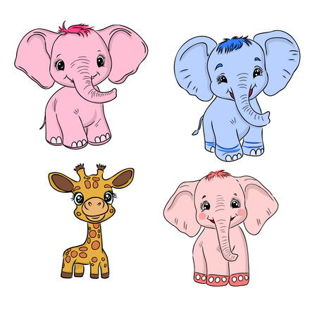 Elephant with heart, cute elephant with smile, elephant in love, vector illustration EPS10のイラスト素材