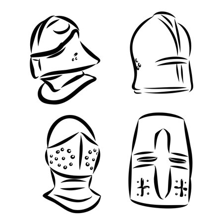 Continuous one line drawing medieval knight standing in armorのイラスト素材