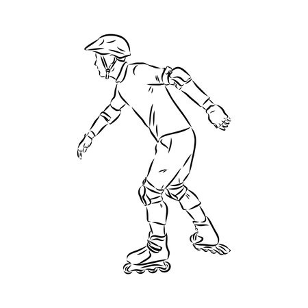 skate in line roller skater young sports recreation vector illustrationのイラスト素材