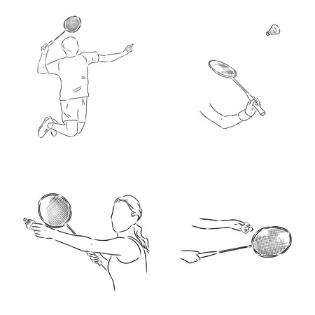 illustration of Badminton. Hand drawn.のイラスト素材