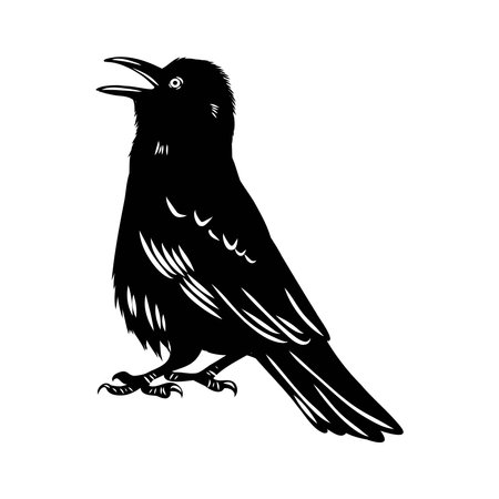 vector silhouette ravens on white backgroundのイラスト素材