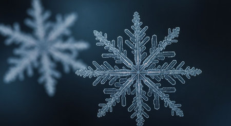 Snowflakes on a dark blue background. Snowflakes as a Christmas decoration.の素材