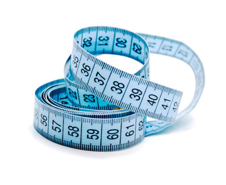 Blue measuring tape isolated on a white background