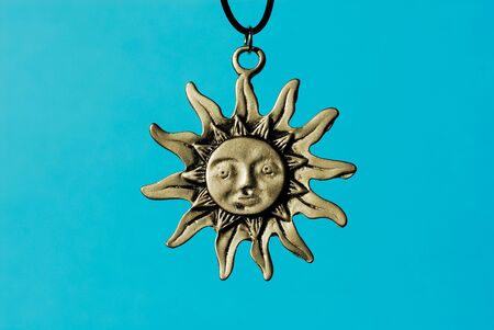 christmas tree decoration on blue backgroundの写真素材